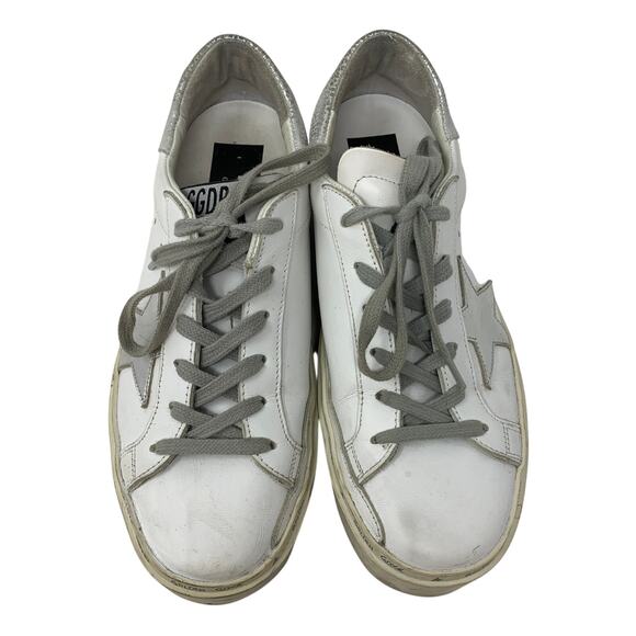 Golden Goose Hi Star Platform Sneakers Womens Size 37 US 7 White Silver - Picture 3 of 11